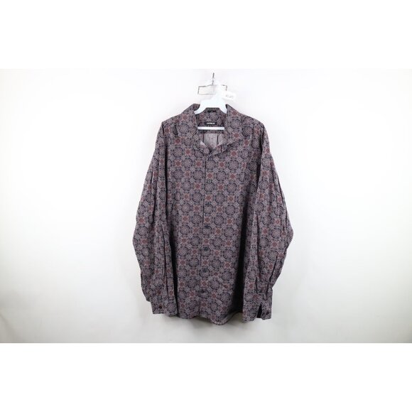 Express Mens Size 2XL XXL Slim Geometric Tapestry Collared Button Shirt Cotton - Picture 1 of 11